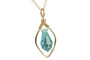 Gold Blue Green Crystal Pendant Necklace
