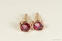 14K rose gold filled ruby crystal stud earrings handmade by Jessica Luu Jewelry
