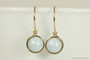 14K yellow gold filled wire wrapped pastel blue pearl drop earrings handmade by Jessica Luu Jewelry