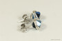 Sterling silver wire wrapped metallic blue crystal stud earrings handmade by Jessica Luu Jewelry