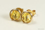 14K yellow gold filled wire wrapped light topaz crystal stud earrings handmade by Jessica Luu Jewelry