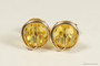 14K yellow gold filled wire wrapped light topaz crystal stud earrings handmade by Jessica Luu Jewelry