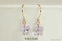 14K yellow gold filled wire wrapped light purple lavender violet crystal butterfly dangle earrings handmade by Jessica Luu Jewelry