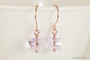 14K rose gold filled wire wrapped light purple lavender violet crystal butterfly dangle earrings handmade by Jessica Luu Jewelry