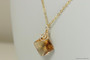 14K yellow gold filled wire wrapped light Colorado topaz crystal pendant on chain necklace handmade by Jessica Luu Jewelry