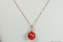14K rose gold filled wire wrapped rouge red pearl pendant on chain necklace handmade by Jessica Luu Jewelry