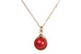 14K rose gold filled wire wrapped rouge red pearl pendant on chain necklace handmade by Jessica Luu Jewelry