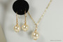 14K yellow gold filled wire wrapped cream ivory pearl pendant on chain necklace and earrings set handmade by Jessica Luu Jewelry