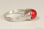 Sterling silver wire wrapped rouge red pearl solitaire ring handmade by Jessica Luu Jewelry