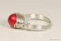 Sterling silver wire wrapped rouge red pearl solitaire ring handmade by Jessica Luu Jewelry