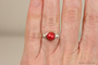 Sterling silver wire wrapped rouge red pearl solitaire ring handmade by Jessica Luu Jewelry