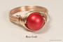 14k rose gold filled wire wrapped rouge red pearl solitaire ring handmade by Jessica Luu Jewelry
