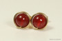 14K yellow gold filled wire wrapped red carnelian gemstone stud earrings handmade by Jessica Luu Jewelry
