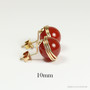 14K yellow gold filled wire wrapped red carnelian gemstone stud earrings handmade by Jessica Luu Jewelry