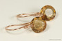 14K rose gold filled dangle earrings with honey brown light Colorado topaz crystals handmade by Jessica Luu Jewelry
