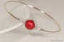 Sterling silver wire wrapped rouge red pearl bangle bracelet handmade by Jessica Luu Jewelry