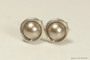 Sterling silver wire wrapped platinum pearl stud earrings handmade by Jessica Luu Jewelry