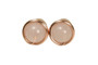 Rose gold wire wrapped rose quartz gemstone stud earrings handmade by Jessica Luu Jewelry