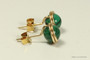 14K yellow gold filled wire wrapped malachite gemstone stud earrings handmade by Jessica Luu Jewelry