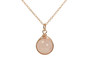 14K rose gold filled wire wrapped rose quartz gemstone pendant on chain necklace handmade by Jessica Luu Jewelry