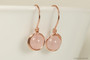 14K rose gold wire wrapped rose quartz gemstone earrings handmade by Jessica Luu Jewelry
