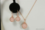 14K rose gold wire wrapped rose quartz gemstone earrings and necklace set handmade by Jessica Luu Jewelry