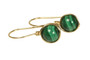14K yellow gold filled wire wrapped malachite green gemstone earrings handmade by Jessica Luu Jewelry
