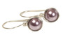 Sterling silver or 14K gold filled wire wrapped mauve purple pearl drop earrings handmade by Jessica Luu Jewelry