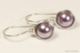 Sterling silver or 14K gold filled wire wrapped mauve purple pearl drop earrings handmade by Jessica Luu Jewelry