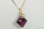 14K yellow gold filled wire wrapped amethyst purple crystal pendant necklace handmade by Jessica Luu Jewelry