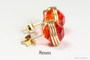 Gold Fiery Orange Crystal Stud Earrings - Available in 2 Sizes and Other Metal Options