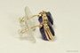 14K yellow gold filled wire wrapped dark purple velvet crystal cube stud earrings handmade by Jessica Luu Jewelry