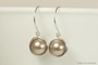 Sterling silver wire wrapped platinum pearl drop earrings handmade by Jessica Luu Jewelry