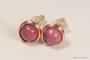 14K rose gold filled wire wrapped rhodonite pink gemstone stud earrings handmade by Jessica Luu Jewelry