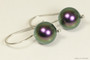 Sterling silver iridescent purple pearl drop earrings handmade by Jessica Luu Jewelry
