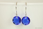 Sterling silver majestic blue crystal dangle earrings handmade by Jessica Luu Jewelry