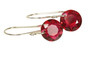 Sterling silver scarlet red crystal dangle earrings handmade by Jessica Luu Jewelry