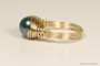 14K yellow gold filled wire wrapped iridescent Tahitian pearl solitaire ring handmade by Jessica Luu Jewelry