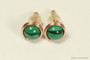 14K rose gold filled wire wrapped malachite gemstone stud earrings handmade by Jessica Luu Jewelry