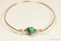 14K yellow gold filled wire wrapped malachite gemstone bangle bracelet handmade by Jessica Luu Jewelry