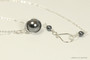 Sterling silver wire wrapped dark grey pearl solitaire necklace handmade by Jessica Luu Jewelry