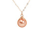 14K rose gold filled wire wrapped peach pearl necklace handmade by Jessica Luu Jewelry