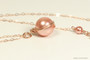 14K rose gold filled wire wrapped peach pearl necklace handmade by Jessica Luu Jewelry