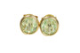 14K gold filled wire wrapped chrysolite light green crystal stud earrings handmade by Jessica Luu Jewelry