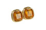 14K gold filled wire wrapped orange topaz  cube crystal stud earrings handmade by Jessica Luu Jewelry