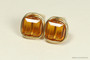 14K gold filled wire wrapped orange topaz cube crystal stud earrings handmade by Jessica Luu Jewelry