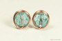 14K rose gold filled wire wrapped light turquoise crystal stud earrings handmade by Jessica Luu Jewelry