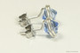 Sterling silver wire wrapped light sapphire blue crystal stud earrings handmade by Jessica Luu Jewelry