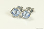 Sterling silver wire wrapped light sapphire blue crystal stud earrings handmade by Jessica Luu Jewelry