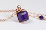 14K rose gold filled wire wrapped purple velvet crystal necklace handmade by Jessica Luu Jewelry